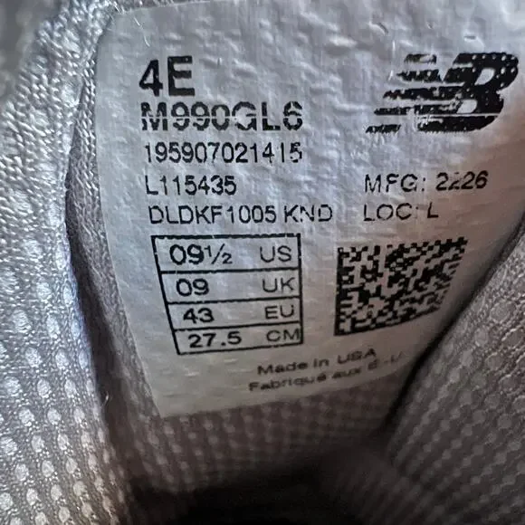 New Balance 990v6 Sneakers In Castlerock Gray Men Size 9.5 4E - Picture 11 of 14